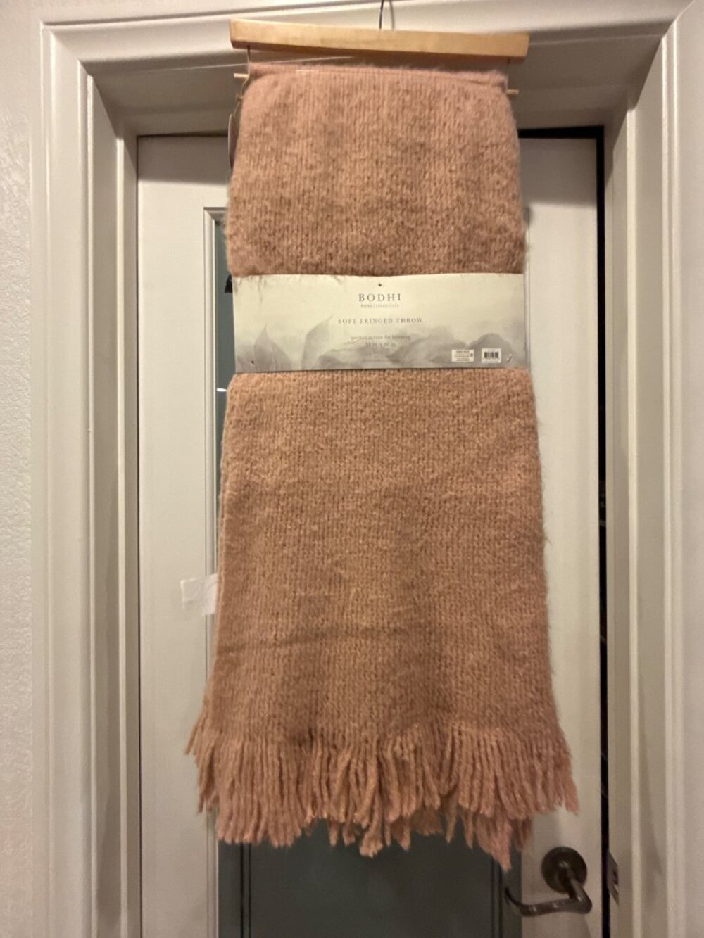 Bodhi Soft Fringed Throw Blanket 50"x60" Oeko-Tex Certified Acrylic Clay Color H
